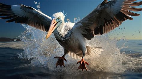 Premium Ai Image Pelican Taking Off From The Water Uhd Wallpaper