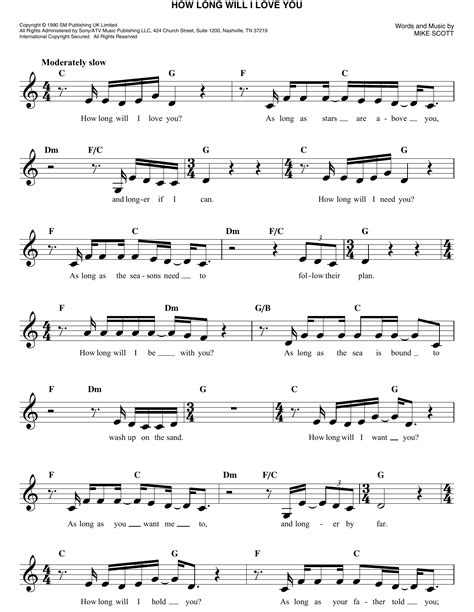 How Long Will I Love You Sheet Music Direct