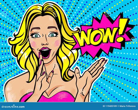 Girl The Blonde Surprised By Vector Illustration In Pop Art Sty Stock