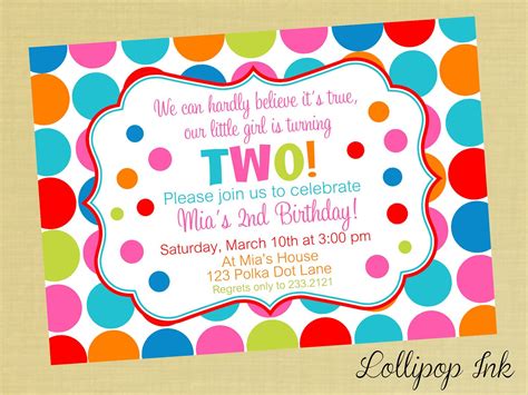 Polka Dots Printable Birthday Invitation Polka Dots Personalized