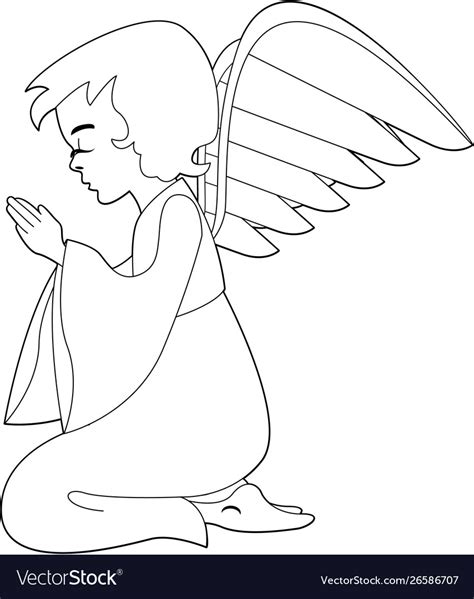 Praying Angel Outline Royalty Free Vector Image