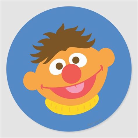 Ernie Face Classic Round Sticker Sesame Street Round