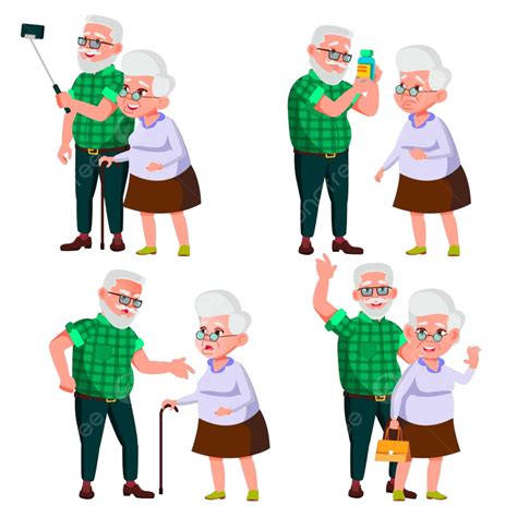 Elderly Couple Clipart Hd Png Elderly Couple Set Vector Grandmother
