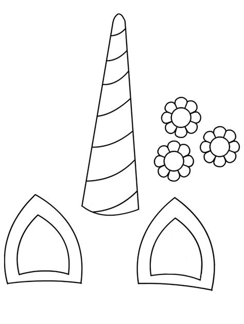 Cake unicorn coloring page is a great treatment method. Unicorn Horn, Ears And Flowers Coloring Page - Free ...