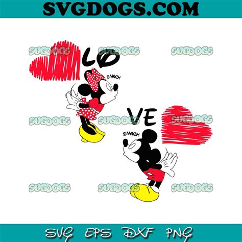 Mickey Minnie Kissing Heart Svg
