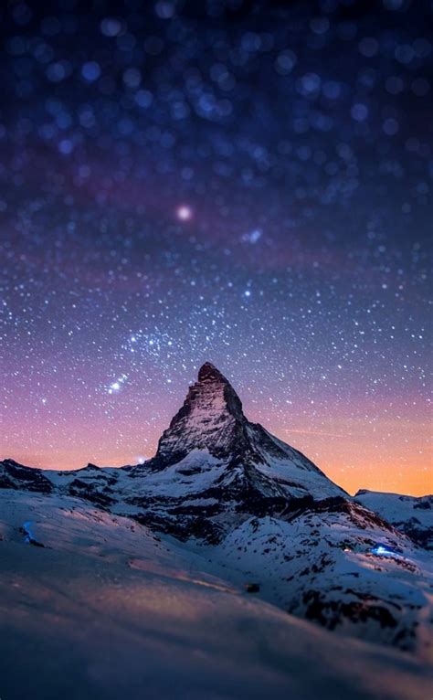 Download Starry Night Over The Matterhorn Hd Wallpaper For Iphone 4