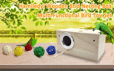 Hamiledyi Parakeet Nesting Box Wood Parrot Nest Breeding