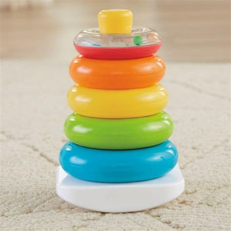 Education Toy Rock A Stack Roly Poly Base 5 Colorful Rings Baby