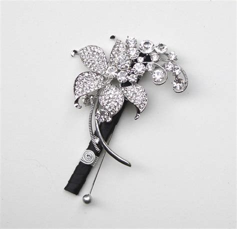 Brooch Boutonniere Crystal Lily Broach Boutonniere Made To Order Lily