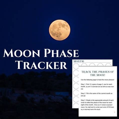 Moon Phase Printable Tracking Sheet Moon Phase Pdf Book Of Etsy