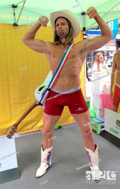 The Naked Cowbabe Robert Burck Promotes Fruit Of The Loom Underwear In Times Square Featuring