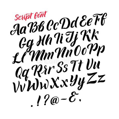 Alfabeto latin escrito à mão Letras pretas cursivos Isolado das fontes de vetor no fundo branco