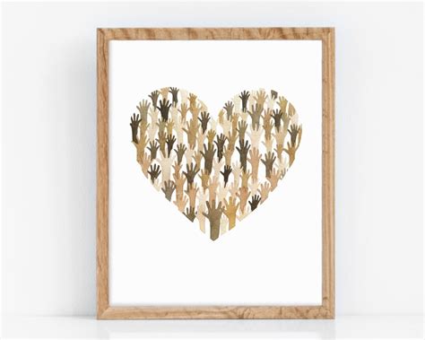 Diversity Unity Heart Watercolor Art Print Inclusion In Etsy