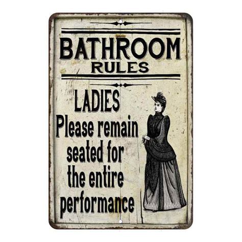 Ladies Bathroom Rules Vintage Look Chic Distressed 108120020179 Chico