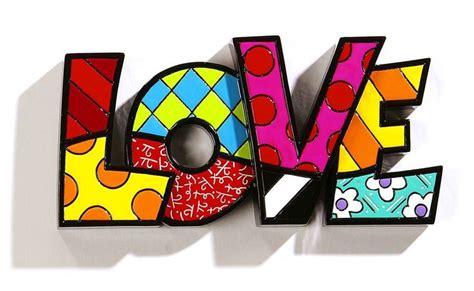 Love Sculpture Letter Wall Art Word Art Romero Britto