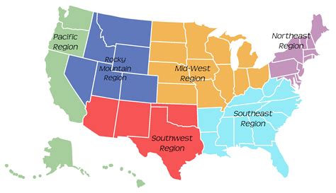 7 Regions Of The Usa Map Map
