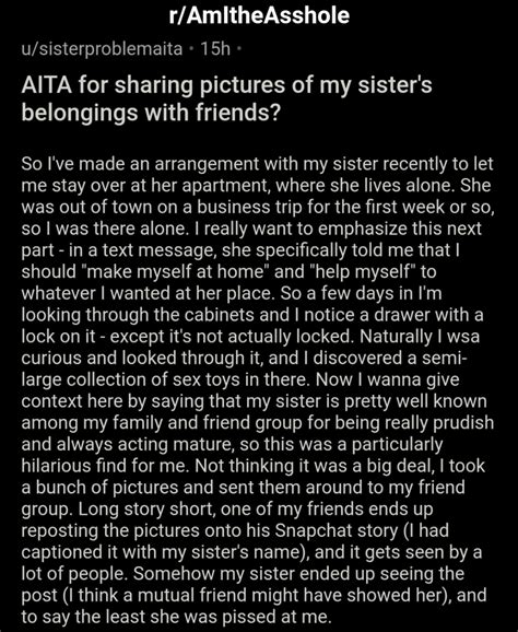 Am I the Asshole? on Twitter: "AITA for sharing pictures of my sister's