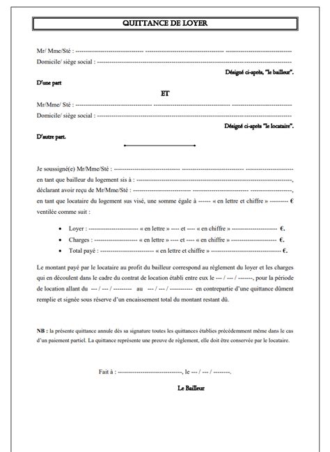 Modèle De Quittance De Loyer Word  Avpress