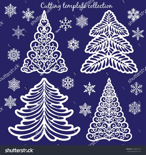 It's a very easy and simple paper snowflake combine video. Christmas Cutting Templates Collection Trees Snowflakes Stock Vector 726647134 - Shutterstock