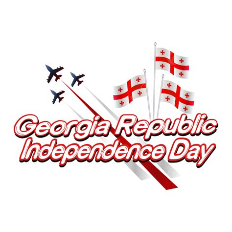 République De Géorgie Lettrage Fête De Lindépendance Avec Avion Vecteur