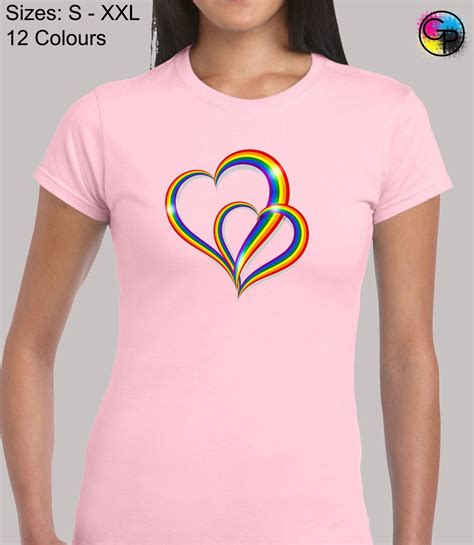 2 Pride Hearts Ladies T Shirt Womens Gay Lesbian Lgbt Inspired Etsy