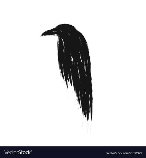 Black Raven Silhouette Isolated Royalty Free Vector Image