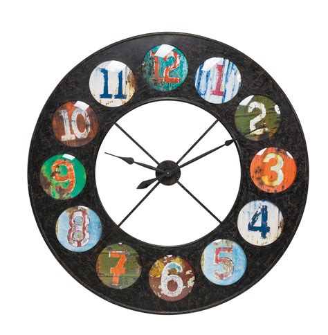 Wohnzimmer, schlafzimmer, esszimmer, büro und küche. KARE Design Wanduhr Vintage Coloure aus kreisförmigem Eisenrahmen mit bunten runden Zahlen und ...