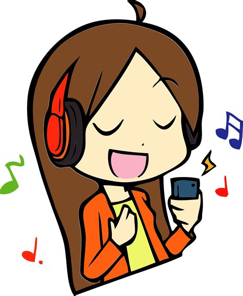 Girl Listening Music Vector Clipart Png Png Mart