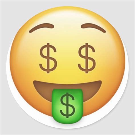 Money Mouth Hilarious Emoji Classic Round Sticker Zazzle Money