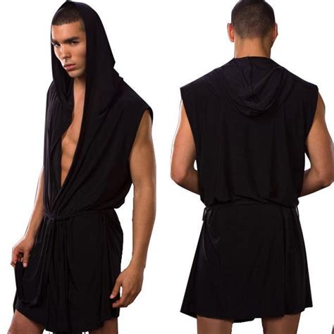 Robes élégantes France Black Hooded Robe Mens