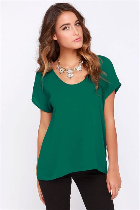 Cute Forest Green Top Oversized Top Oversized Blouse 2900 Lulus