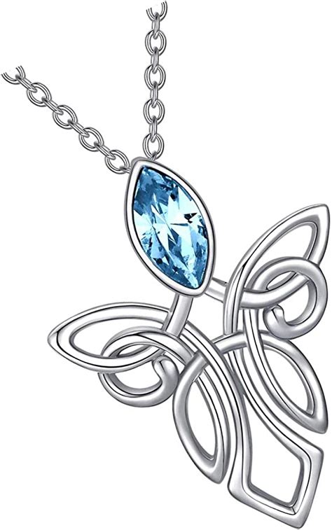 Sterling Silver Guardian Angel Necklace With Birthstone Crystals