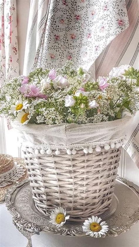 Flower Basket Wicker Laundry Basket Flower Power Lovely Beautiful