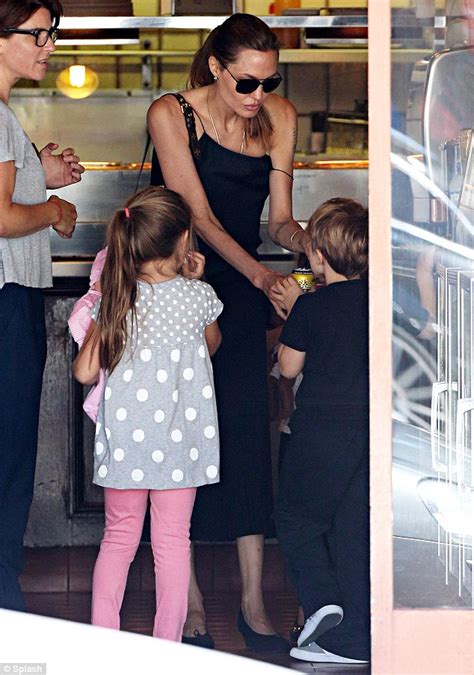 Angelina Jolie Showers Twins Vivienne And Knox With Kisses And Cuddles As She Takes A Break From