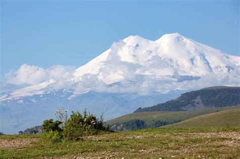 Mount Elbrus Is The Highest Mountain Peak In Russia And Europe Stock