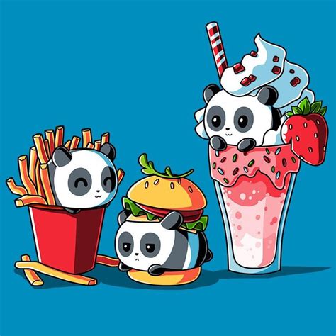 Combo Meal T Shirt Teeturtle Cute Animal Illustration Cute Panda