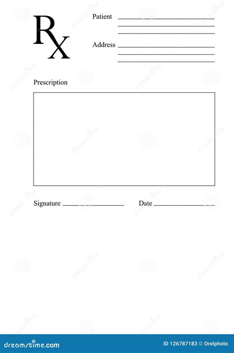 Blank Rx Prescription Form Medical Concept Stock Vector Illustration