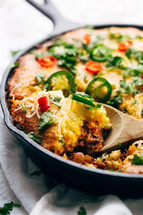 Ww recipe of the day: Skillet Chili with Cheddar Cornbread Crust Recipe | Little ...