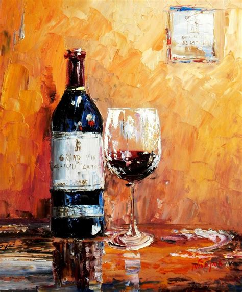 Oil Paintings Of Wine Bottles Abstract Still Life With Wine Bottle