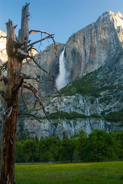 Yosemite Falls On Clear Morning Yosemite National Park Stock Photo