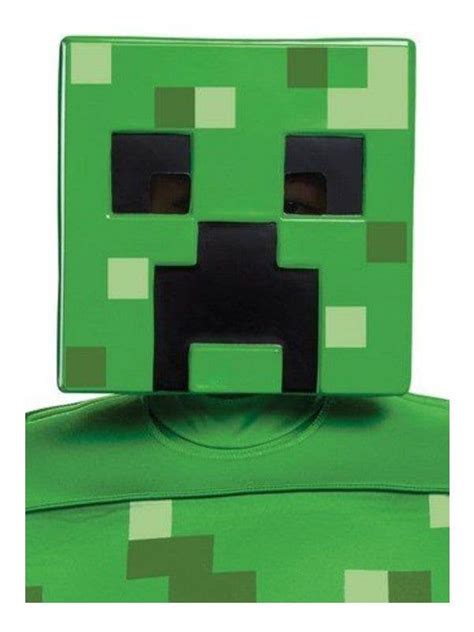 Green Pixel Creeper Mask Kids Minecraft Character Costume Mask