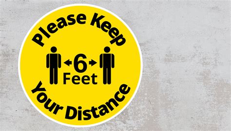 Please Keep Your Distance 6 Feet Rounded Sign Black And Yellow
