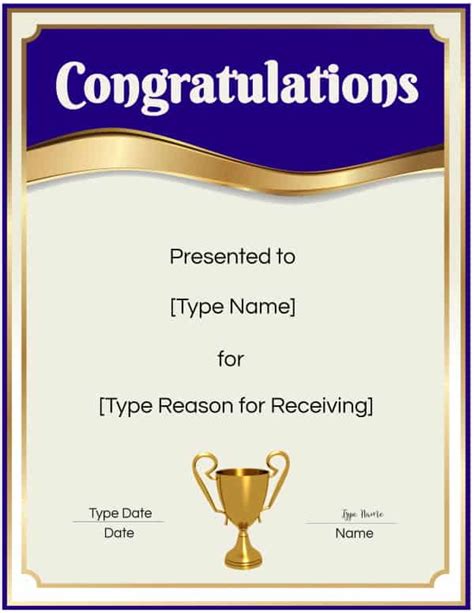 Editable Congratulations Certificate