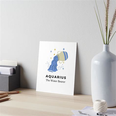 Aquarius The Water Bearer Star Sign Zodiac Symbol Art Board Print