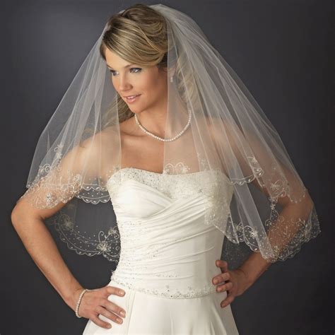 Tier Beaded Embroidered Veil Elegant Bridal Hair Accessories