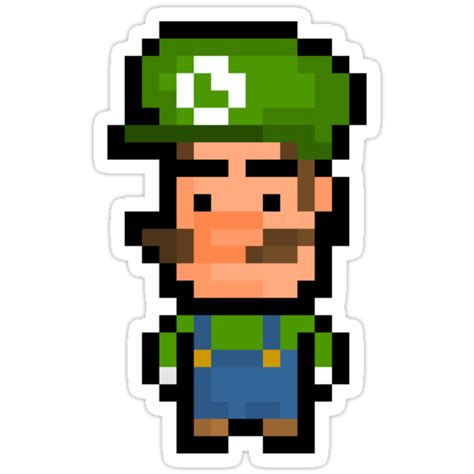 Pixel Luigi Sticker Super Mario Bros Stickers By PixelBlock
