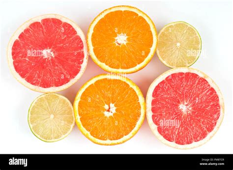 Lime Orange And Pink Grapefruit Slices Stock Photo Alamy