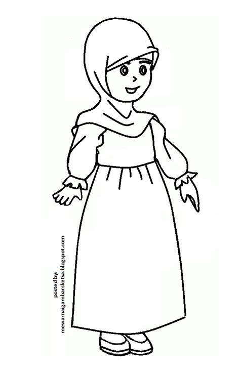 Kumpulan mewarnai gambar sketsa kartun anak muslimah 1. Mewarnai Gambar: Mewarnai Gambar Sketsa Kartun Anak Muslimah 30