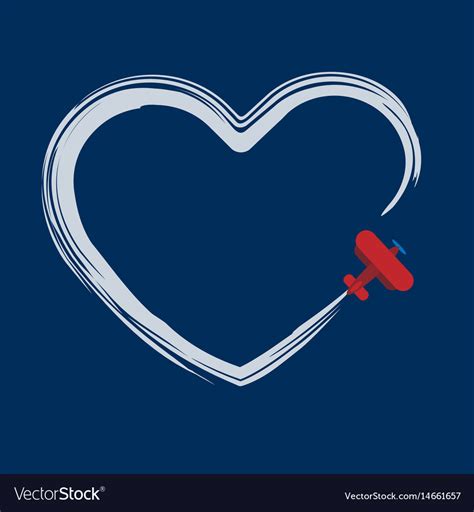 Download Airplane drawing a heart symbol in the sky Vector Image