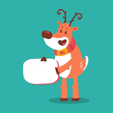premium vector cute reindeer with empty sign cartoon character isolated on background